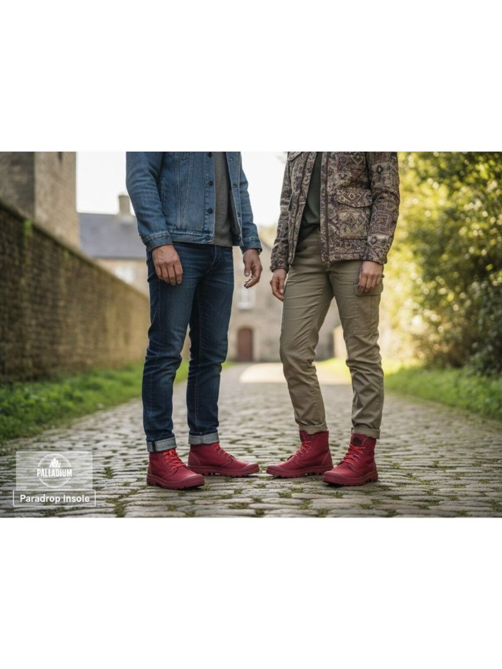 Palladium Red High-top Shoes with Textured Finish and Rugged Sole UNISEX